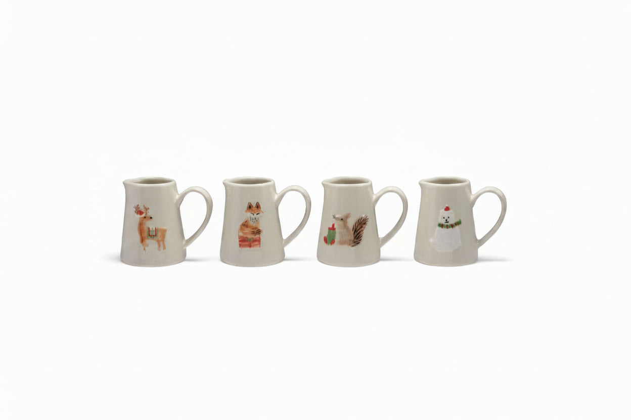 4 oz. Embossed Hand-Painted Stoneware Creamer