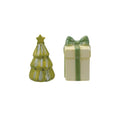 Hand-Painted Stoneware Gift & Tree Shaped Salt & Pepper Shakers