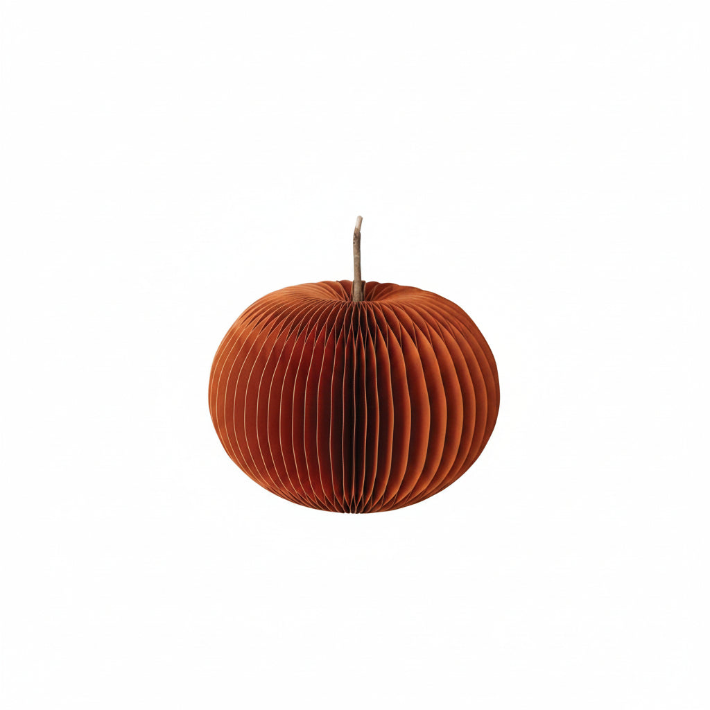 Paper Folding Honeycomb Pumpkin w/ Dried Natural Twig Stem