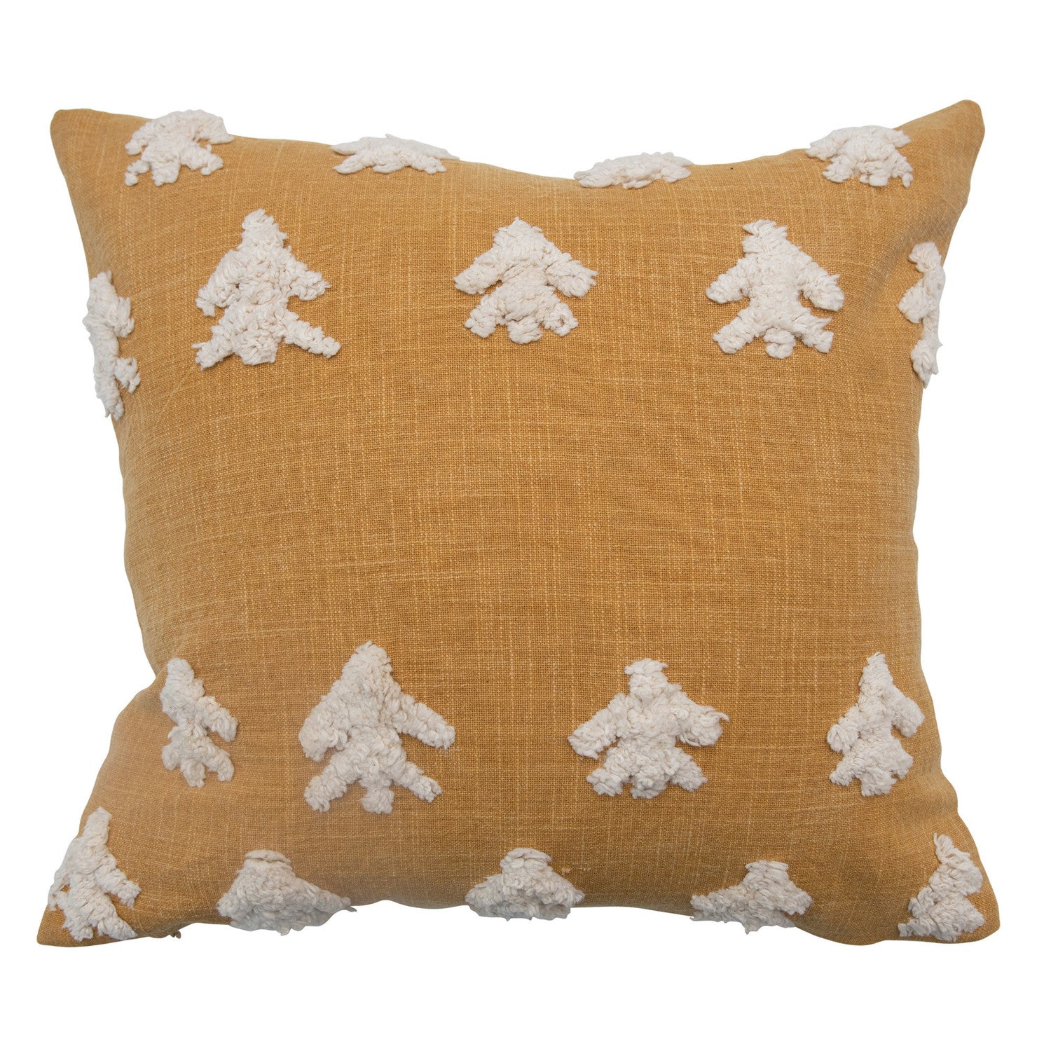 STONEWAHSED COTTON PILLOW W/ TUFFED DESIGN