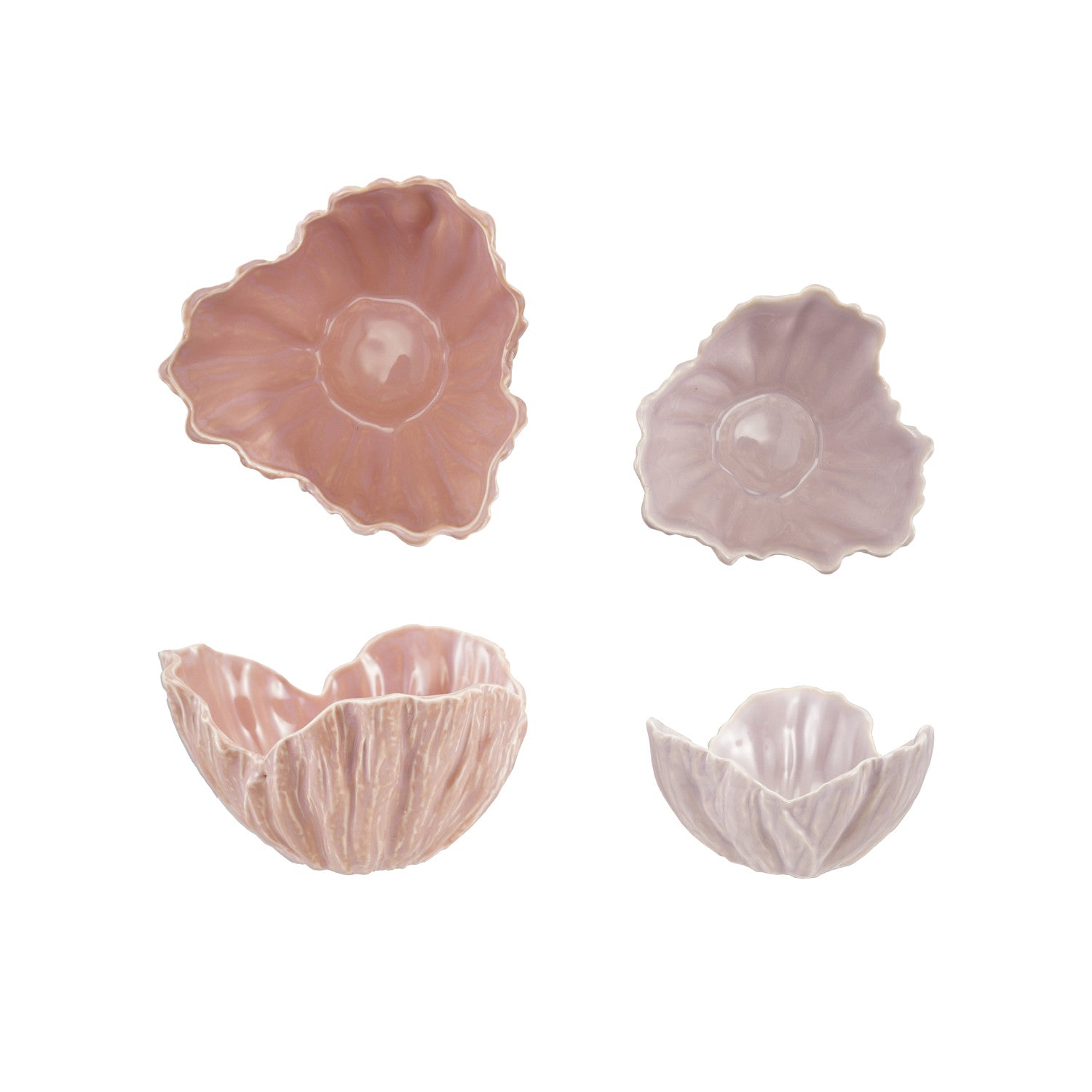 Stoneware Flower Shaped Bowls, Pink & Lavender Color