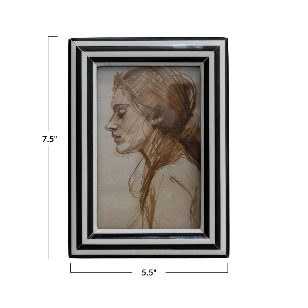 Striped Photo Frame, Black & White