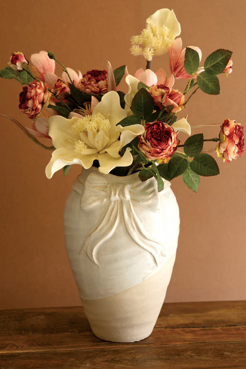 White Ceramic Vase With Bow